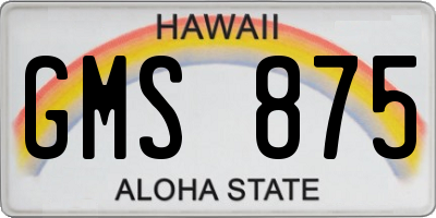 HI license plate GMS875