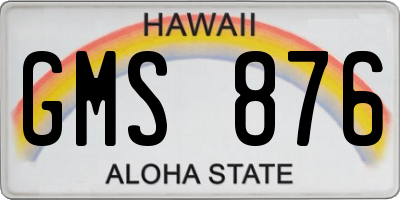 HI license plate GMS876