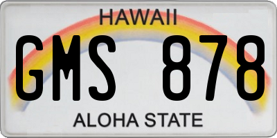 HI license plate GMS878