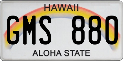 HI license plate GMS880