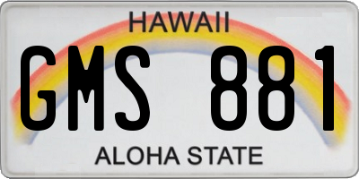 HI license plate GMS881