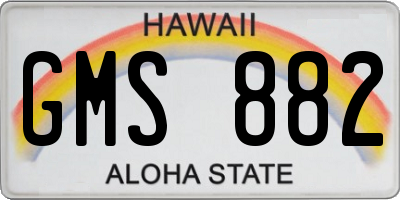 HI license plate GMS882