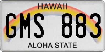 HI license plate GMS883