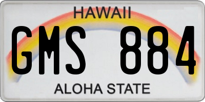 HI license plate GMS884