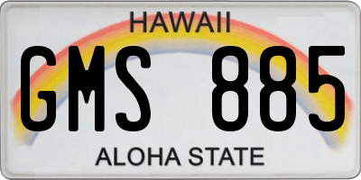 HI license plate GMS885