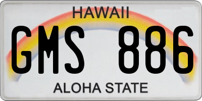HI license plate GMS886
