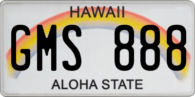 HI license plate GMS888