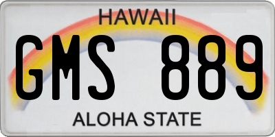 HI license plate GMS889