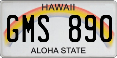 HI license plate GMS890