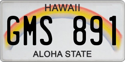 HI license plate GMS891