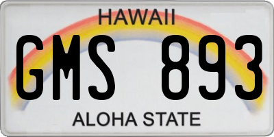HI license plate GMS893