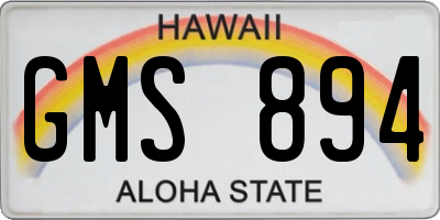 HI license plate GMS894
