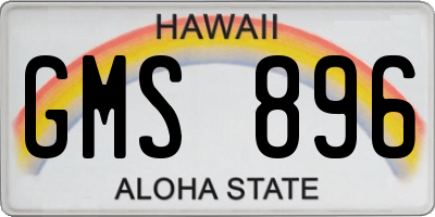 HI license plate GMS896