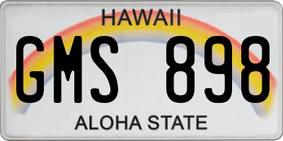 HI license plate GMS898