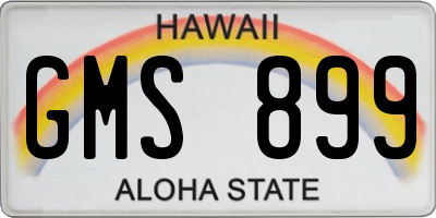 HI license plate GMS899