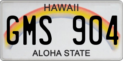 HI license plate GMS904