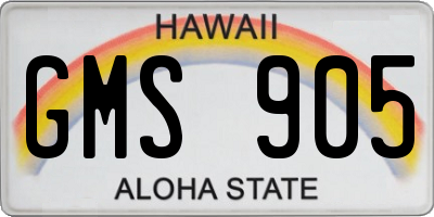 HI license plate GMS905