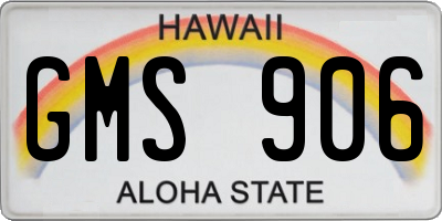 HI license plate GMS906