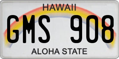 HI license plate GMS908