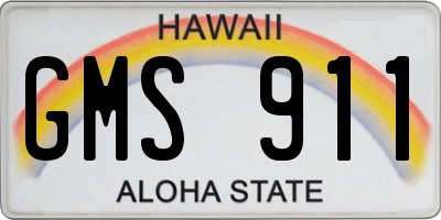 HI license plate GMS911