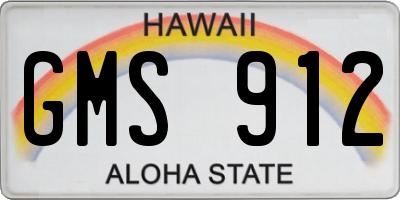 HI license plate GMS912