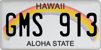 HI license plate GMS913