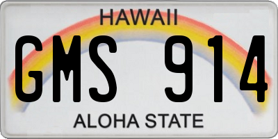 HI license plate GMS914