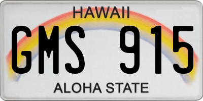 HI license plate GMS915