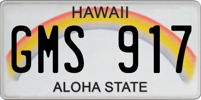 HI license plate GMS917
