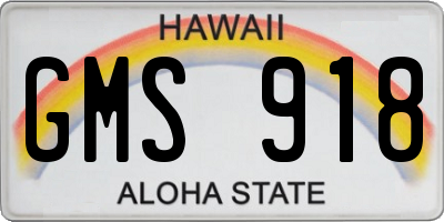 HI license plate GMS918