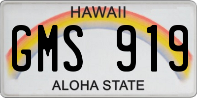 HI license plate GMS919