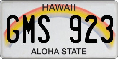HI license plate GMS923