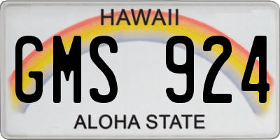 HI license plate GMS924