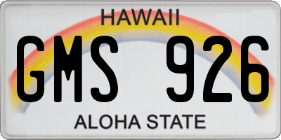 HI license plate GMS926
