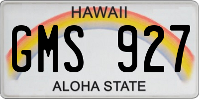 HI license plate GMS927