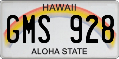 HI license plate GMS928