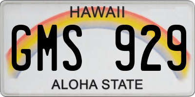 HI license plate GMS929