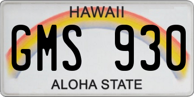 HI license plate GMS930