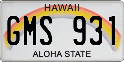 HI license plate GMS931