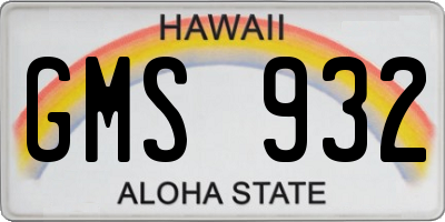 HI license plate GMS932