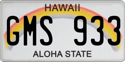 HI license plate GMS933
