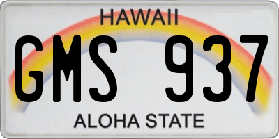 HI license plate GMS937