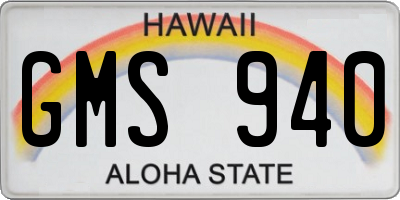 HI license plate GMS940