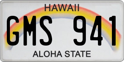 HI license plate GMS941