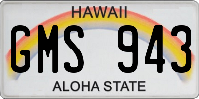 HI license plate GMS943