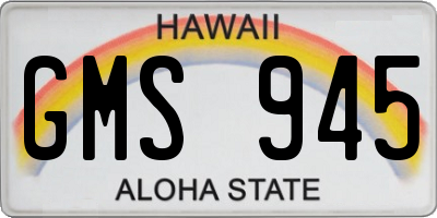 HI license plate GMS945