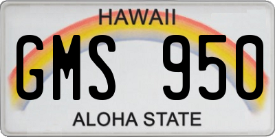 HI license plate GMS950
