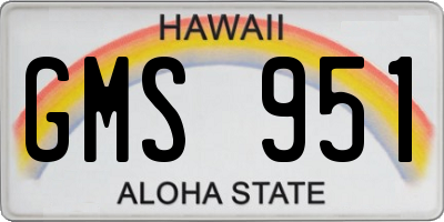HI license plate GMS951