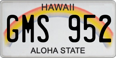 HI license plate GMS952