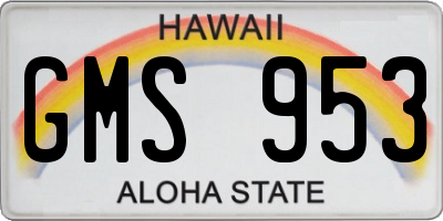 HI license plate GMS953